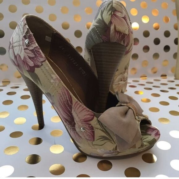 Fashion Women’s Floral Peep Toe High Heel - Picture 3 of 5